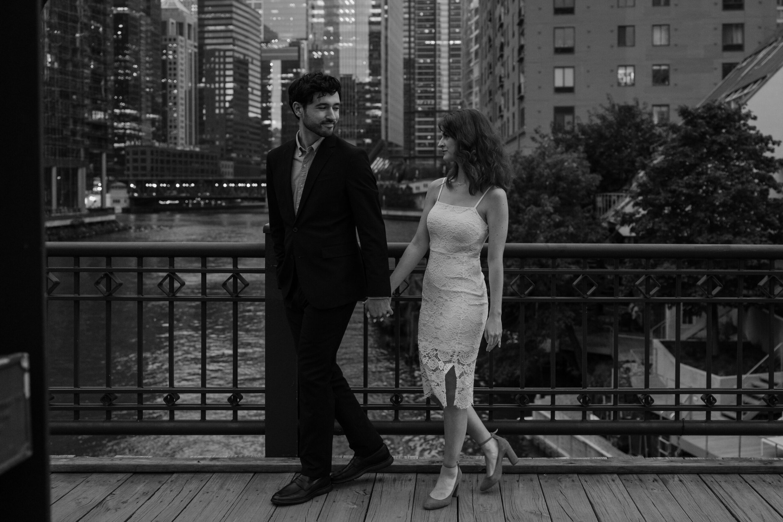 Romantic Chicago Engagement at Kinzie Street Bridge